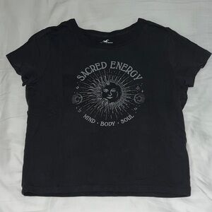 Hollister Dark Gray Sacred Energy Crop Top Tee